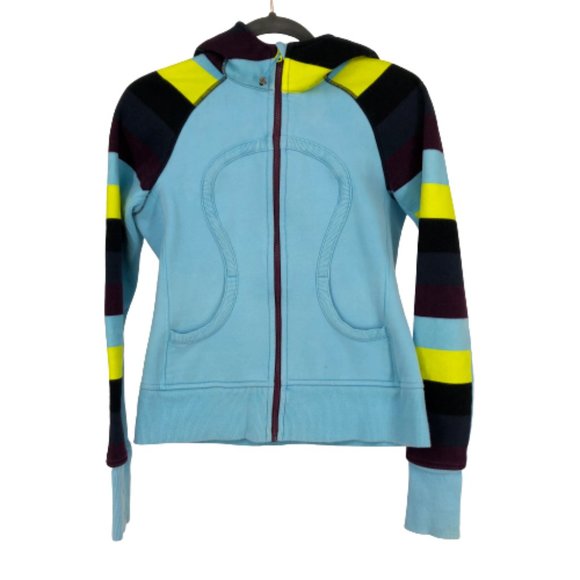 Lululemon Sweaters - Lululemon Womens Sweatshirt  Scuba Jacket Full Zip Hooded Blue Small 4